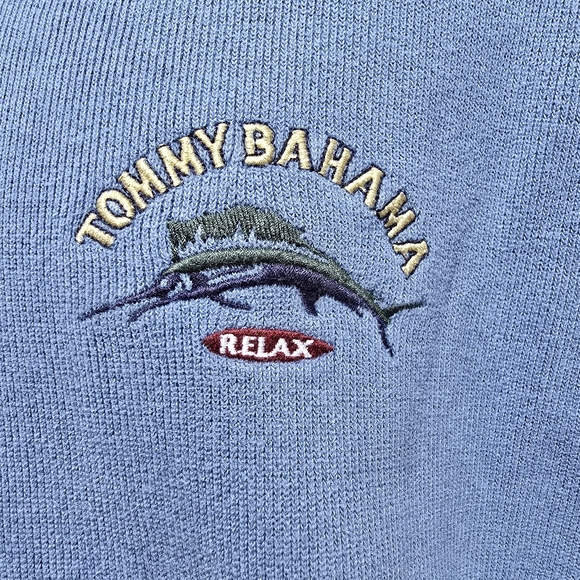 Tommy Bahama Relax 1/4 Zip Sweater Mens M Faded Blue Pullover Sweatshirt - Picture 6 of 13